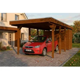 SKANHOLZ Carport Friesland 3,20 x 7,08 m nussbaum inkl. Abstellraum