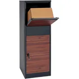 MCW Paketkasten MCW-G80, Paketbox Standbriefkasten Paketbriefkasten Größe XL verzinkt anthrazit Holzoptik dunkelbraun
