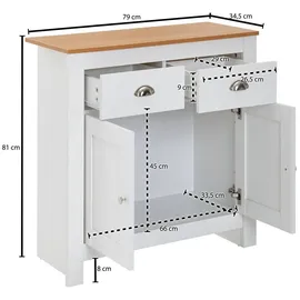 Wohnling Sideboard 79 x 81 x 34,5 cm Weiß / Eiche