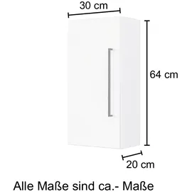 WELLTIME Hängeschrank WELLTIME "Luena", weiß, B:30cm H:64cm T:20cm, Holzwerkstoff, MDF, Schränke, Hängeschrank, Breite 30 cm, mit verstellbaren Einlegeböden