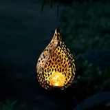 Navaris 1x LED Solar Hängelampe Tropfen-Design - orientalische Garten Solarlampen außen - Outdoor Solar Hängelaterne Solarlampe hängend mit Haken