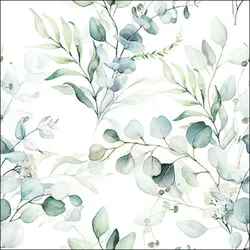 Ambiente 20 Servietten Papier 33x33cm 3-lagig - hochwertige Einweg Papierservietten Eukalyptus Aquarell grün weiß Blätter Naturmotiv Hochzeit Frühling Sommer