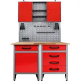 ONDIS24 Werkstatt Set Entdecker 120 cm 1 Schrank LED rot