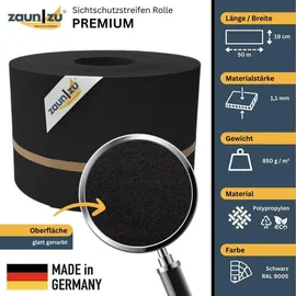 zaunzu® Zaunblende 50 m schwarz PP