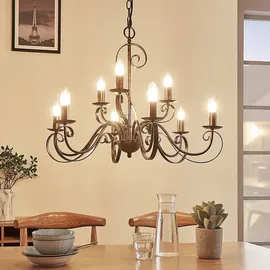 LINDBY Kronleuchter Caleb dimmbar, Braun aus Metall für Flur / Treppenhaus Von Lindby
