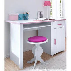 Kinderschreibtisch PARISOT "Biotiful", weiß (weiß, rosa), B:121cm H:77cm T:65cm, Tische, Jugendschreibtisch, Schreibtisch