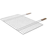 RUECAB - Grillroste und Smoker – einfaches Grillrost, rechteckiger Grillrost, 60 x 40 cm – Material: verchromter Stahl – Maße: 60 x 40 cm x 1 cm – Holzgriffe