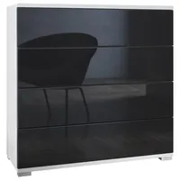 Vladon Kommode, Schwarz Hochglanz, 76x76x35 cm, Wohnzimmer, Kommoden &