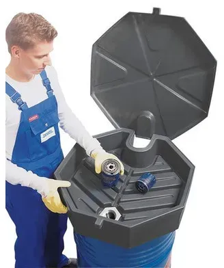 Fasstrichter aus Polyethylen (PE), 22 Liter, mit Adapter und Deckel