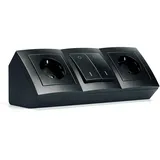 McPower Steckdosenblock McPower ''Flair'' Aufbau, matt schwarz, 2-fach + Schalter
