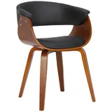 TPFLiving Esszimmerstuhl hochwertiger Besucherstuhl in modernem Design (Küchenstuhl - Esstischstuhl - Wohnzimmerstuhl - Polsterstuhl, 1 St), Gestell: Holz walnuss - Sitzfläche: Kunstleder schwarz schwarz