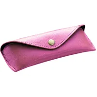 ALASSIO 2684 Brillen-Etui aus echtem Leder, Etui für Brillen und Sonnenbrillen, Lederetui mit Klappverschluss und einem Druckknopfverschluss aus Metall, Ledercase, klein, rosa, ca. 16 x 5,5 x 3 cm