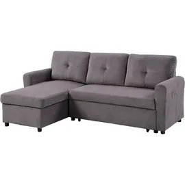 Atlantic Home Collection Schlafsofa "Gustavo L-Form, B: 199 cm", grau, B:199cm H:82cm T:127cm, 100% PES, ATLANTIC HOME COLLECTION, Sofas, Schlafsofa, mit Bettfunktion, Bettkasten & seitlichen Taschen, Topseller