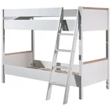 Natur24 Etagenbett LONDON 90 x 200 cm Buche massiv weiß