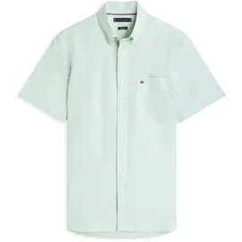 Tommy Hilfiger Kurzarmhemd TOMMY HILFIGER "LIGHT OXFORD SOLID", Herren, Gr. L, N-Gr, grün (crushed mint), Web, Obermaterial: 97% Baumwolle, 3% Elasthan, regular fit normal, Hemden, regular fit, Button-down-Kragen