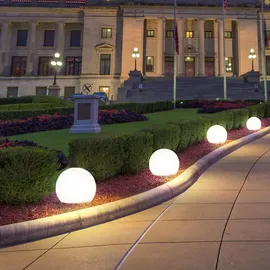 ETC Shop Kugelleuchte Kunststoff H 38 cm 7er Set weiß