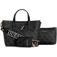 GUESS Damen Latona Tote Mini-Tragetasche, Umhängetasche, Kohle-Logo