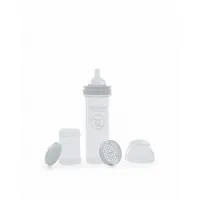 Twistshake Anti-Kolik Babyflasche mit Milchpulverbehälter und Mixer - 330 ml | Brustähnliche Brustwarze aus Silikon mit schnellem Durchfluss | BPA-freie | Geeignet für Babys ab 4 Monaten Weiß