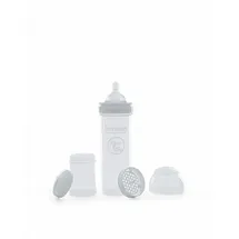 Twistshake Anti-Kolik Babyflasche mit Milchpulverbehälter und Mixer - 330 ml | Brustähnliche Brustwarze aus Silikon mit schnellem Durchfluss | BPA-freie | Geeignet für Babys ab 4 Monaten Weiß