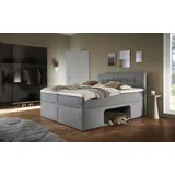 PLACES OF STYLE Boxbett PLACES OF STYLE "Carolin", grau (hellgrau), B:142cm L:210cm, Komplettbetten, mit Nische inkl. gepolsterter Unterlage für Haustiere