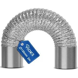 VIOKS Alu Flexrohr 150mm Abluftschlauch Trockner 2 Meter für 150erR Luftführungssysteme - Universal Klimaanlage Rohr Dunstabzugshaube Schlauch Trockner Abluftschlauch Schlauch für Klimaanlage