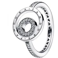 PANDORA Signature Logo Kreise Pavé-Ring in der Farbe Silber aus Sterling-Silber mit Cubic Zirkonia - Größe: 54, 192316C01-54