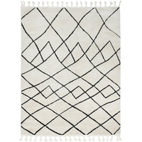done.® Teppich »LAKE«, rechteckig, modernes Scandi Design, Hoch-Tief Effekt, mit Fransen, schwarz-weiß
