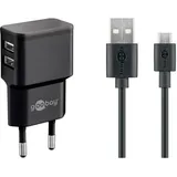 goobay 44984 Micro USB Dual Ladeset 2,4 A, schwarz