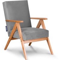 Konsimo Cocktailsessel NASET Sessel, Rahmen aus lackiertem Holz, profilierte Rückenlehne grau