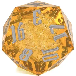 Mega D20 XXL (55mm) - Gold (Ziffern in dunkelgrau)