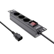 InLine InLine® 10" Steckdosenleiste, 3-fach Schutzkontakt, C14 Anschluss, mit Schalter, 2m, schwarz