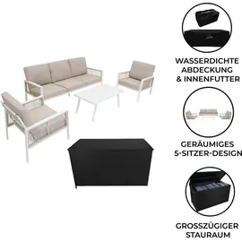 MONSTER SHOP Gartenmöbel Set 4-teilig Loungeset weiß