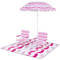 KOMFOTTEU Balkonset, (4-tlg), Strandstühle mit Schirm und Stranddecke rosa