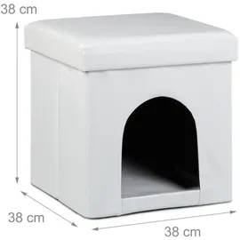 Relaxdays Sitzhocker mit Hundebox weiß 38,0 x 38,0 x 38,0 cm, 1 St.