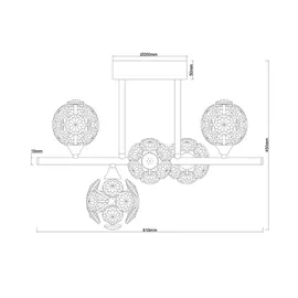 GLOBO Deckenleuchte Deckenlampe Schlafzimmerleuchte Glas Kristall LED chrom L 61 cm