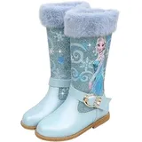 FStory&Winyee Mädchen Prinzessin Sandalen mit Absatz Kinder ELSA Schuhe Partei Glitzer Kristall Mädchen Kostüm Zubehör Karneval Verkleidung Party Aufführung Fasching Tanzball, Blau, 33 EU - 33 EU