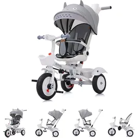 Chipolino Tricycle Futuro 2 in 1 faltbar, Becherhalter, Musik, Licht, PU-Räder, Farbe:grau