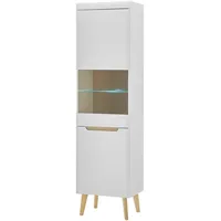 Furn.design Vitrine, Weiß, Nachbildung, Echtholz,Eiche, Holz Optik, Uni, 3
