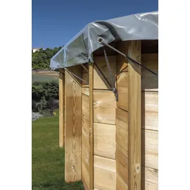 Gre Winterabdeckplane für Holzpool 675 x 375 cm grau