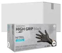 SolidSafety HIGH GRIP Nitrilhandschuhe, puderfrei, schwarz 081312-XXXL , 1 Karton = 10 Packungen à 100 Stück, Größe XXXL
