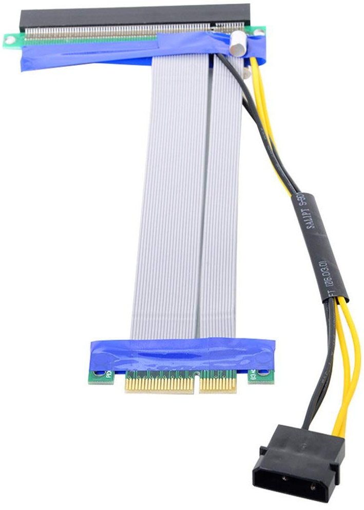 Cablecc PCI-E Express 4X auf 16x Flexkabel Extender Konverter Riser Card Adapter mit 4pol Power 15cm