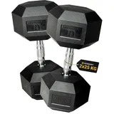HQ Germany® Hexagon Hanteln 25kg 2 Stück | Geruchsarm, ±1,5% Gewichtstoleranz | 25kg Hantel, 25 kg hanteln 2er Set, Kurzhantel, Dumbbell, 25 Kilo Hantel Set, Hantelset Hexagon