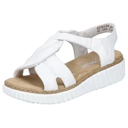 Sandale RIEKER, Damen, Gr. 38, weiß, Lederimitat, feminin, Schuhe, Sommerschuh, Sandalette, Keilabsatz, mit weicher Innensohle