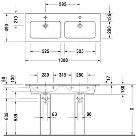 Duravit ME by Starck Doppelwaschtisch 130 x 49 cm (2336130000)