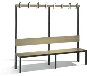 C+P Garderobenbank mit Rückenlehne, Basic Plus, H1650xB1960xT407mm, Gestell Schwarzgrau / Dekor Eiche Sereno (8062-100)
