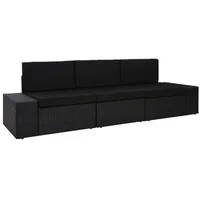 vidaXL Modulares 3-Sitzer-Sofa Poly Rattan Schwarz