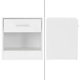 ML-Design Nachttisch mit Einer Schublade Offenem Fach, Weiß, Holz, 36,5x38,5x30cm,