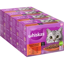 Whiskas 7+ Katzenfutter Klassische Auswahl in Sauce, 12x85g (4 Packungen) – Hochwertiges Nassfutter ab dem 7. Lebensjahr in 48 Portionsbeuteln