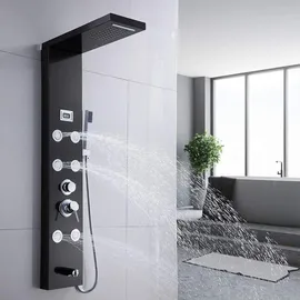 Suguword Duschpaneel mit Armatur inkl. 6 Funktionen Duschsystem Temperaturanzeige Duschsäule