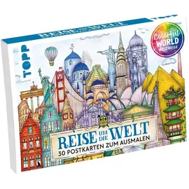 Frechverlag Colorful World Weltreise 30 Postkarten zum Ausmalen